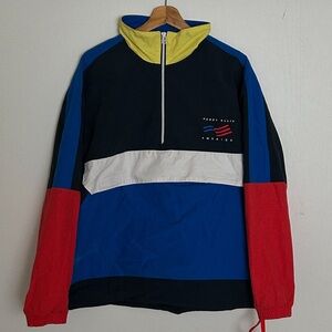 Vintage Perry Ellis America Colorblock Pullover Windbreaker Jacket